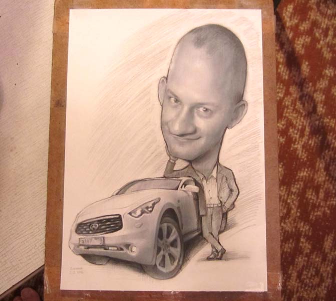 Изображение автовладельца шаржист Михаил Шабалин, шаржист Мишель 