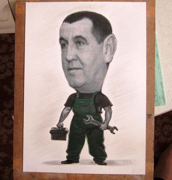 Шарж сантехника с ключом шаржист Михаил Шабалин, шаржист Мишель 